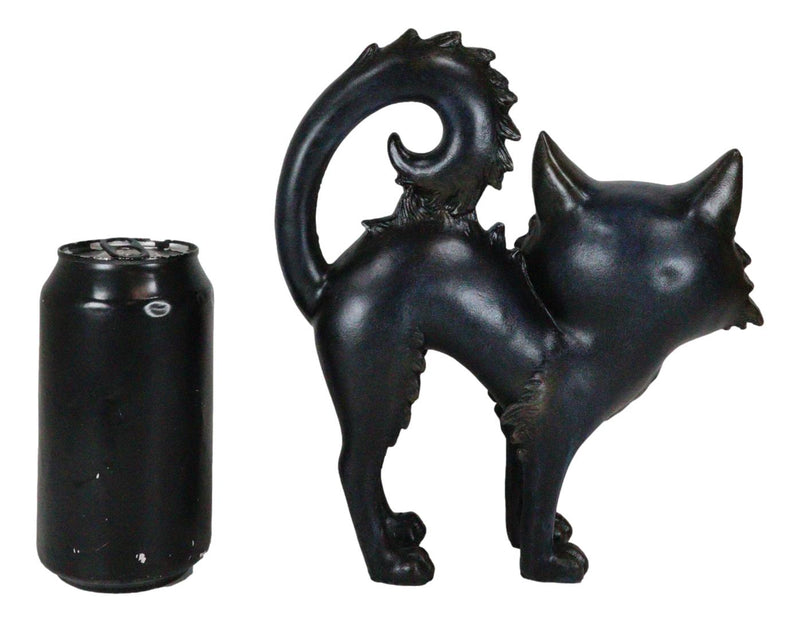 Witchcraft Mystical Curling Black Cat Green Eyes Standing Halloween Figurine