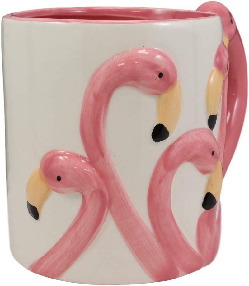 Ebros Tropical Pink Flamingos Ceramic Coffee Mug (16 oz Drinking Cup Mug, 1 PC)