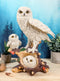 Ebros White Owl Perching On Tree Branch With Baby Owlets Statue 12"Tall