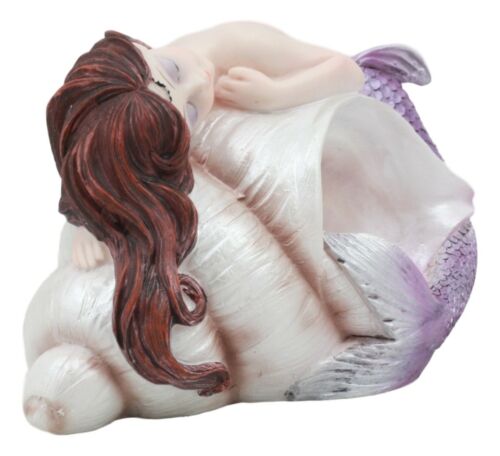 Under The Sea Purple Tailed Mermaid Hugging Giant Sconce Shell Figurine 4.75"L