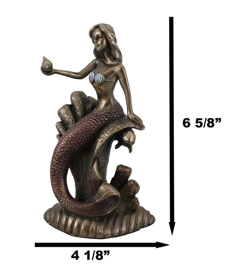 Under The Sea Mermaid Holding Sconce Sitting On Giant Coral Reef Throne Statue