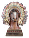 Rustic Western Tribal Indian Warrior Chief Headdress Horse Figurine With Base