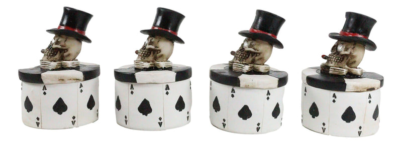 Set Of 4 Ace of Spades Skull Poker Chip Cards Skull Small Decorative Box Decors