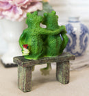 Rainforest Romantic Frog Couple Lovers Sitting On Park Bench Decor Figurine 7"H