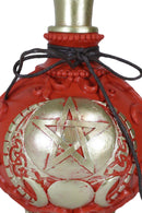Wicca Spiritual Triple Moon Goddess With Pentacle Red Faux Potion Bottle Decor