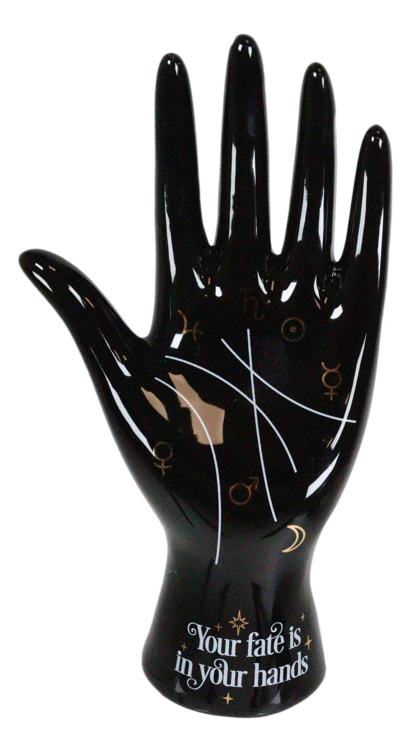 Psychic Fortune Teller Palmistry Black Hand Palm Ceramic Figurine Jewelry Holder