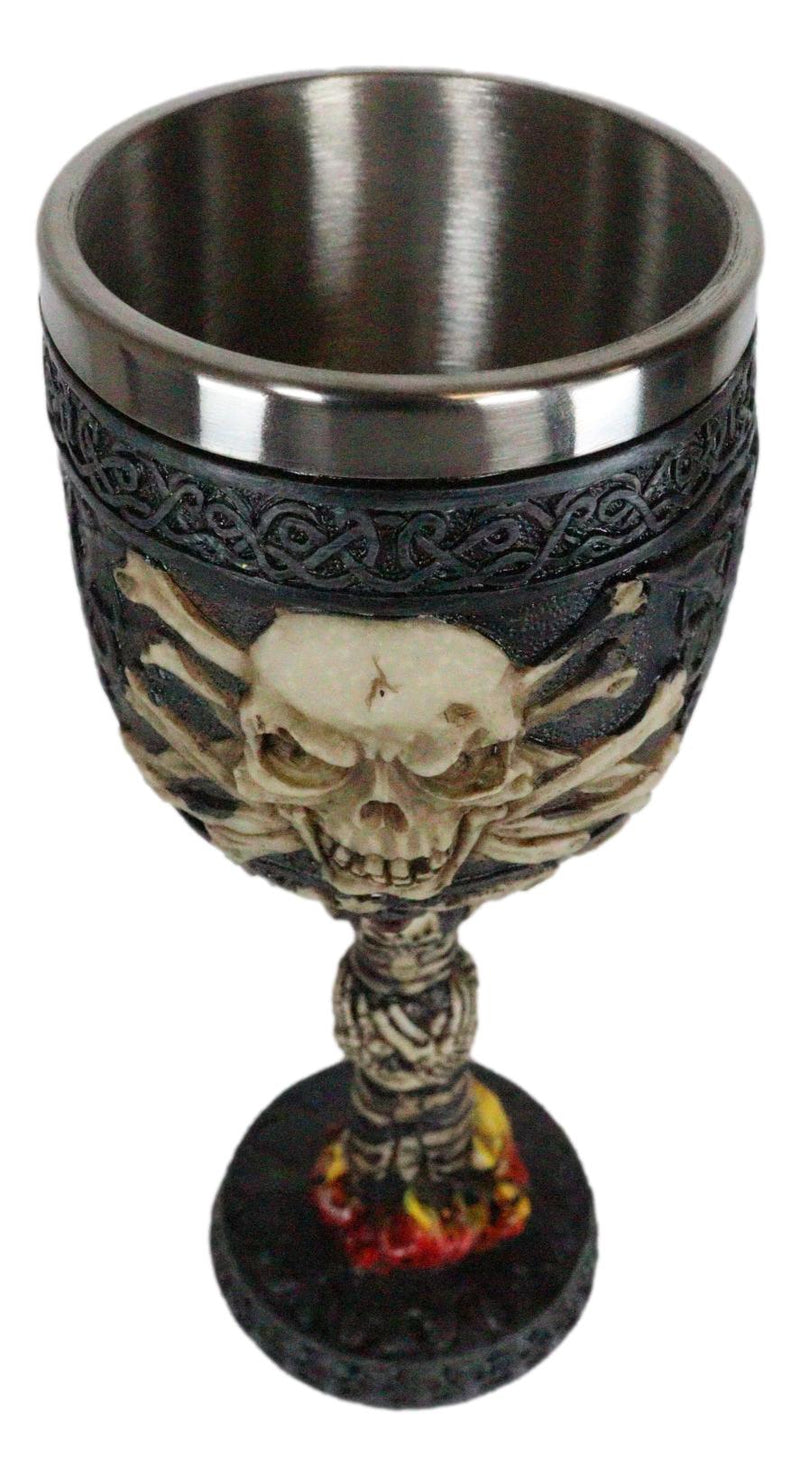 Death Horror Skeleton Bones In Inferno Hell Fire Wine Drink Goblet Chalice Cup