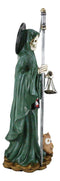 Standing Green Santa Muerte With Scythe Scales of Justice And Wise Owl Figurine