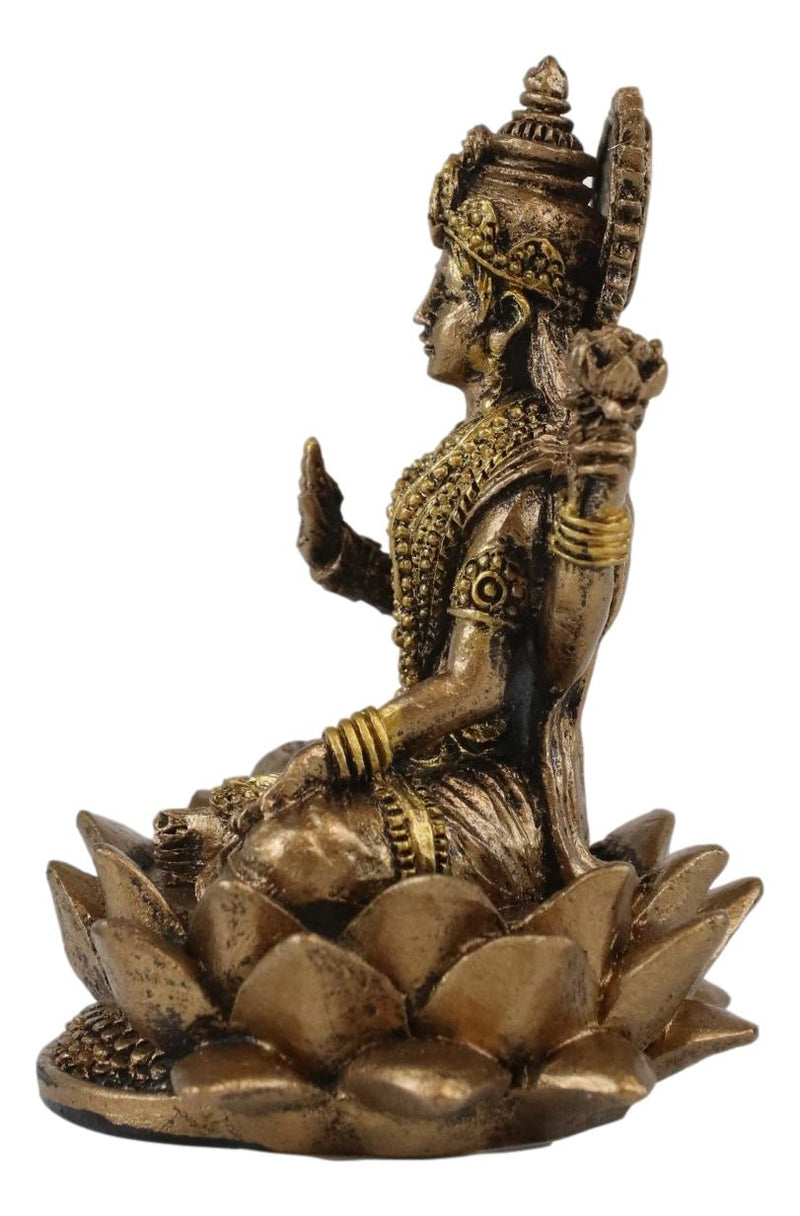 Ebros Vastu Hindu Goddess Of Prosperity Lakshmi Seated Lotus Miniature Figurine