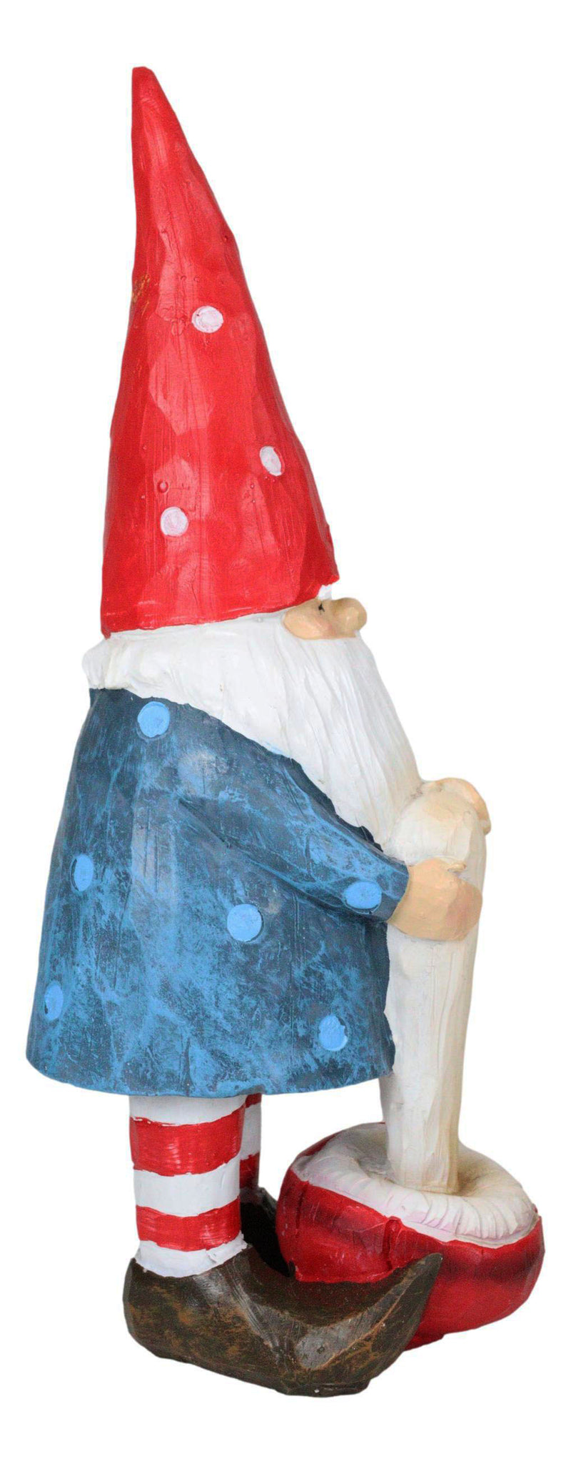 Festive Holiday Golfer Gnome Using Toadstool Mushroom As Golf Club Figurine