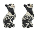 Day of the Dead Skeleton Cat Statue Set of 2 Sugar Skull Cats Halloween Figurine