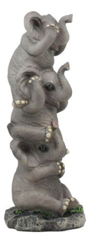 Ebros Pachyderm Friends Whimsical See Hear Speak No Evil Elephants Totem Statue