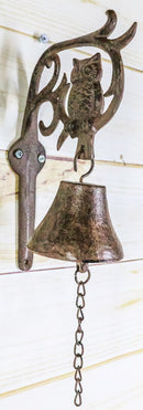 Cast Iron Rustic Western Wise Owl On Branch Scrolls Door Wall Dinner Yard Bell