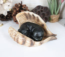 Black Labrador Retriever Puppy Dogs Sleeping On Angel Wings Memorial Figurine