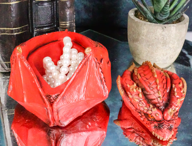 Awaken The Dragon Hibernating Red Drake Small Stash Decorative Box Figurine