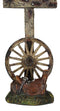 Country Western Wagon Wheel Cowboy Horse Saddle Rugged Cross Desktop Plaque