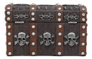 Ebros Gift Haunted Caribbean Pirate Skull with Crossbones Small Treasure Chest Box Jewelry Box Figurine 6 Inches Long Nautical Coastal Ocean Spooky Halloween Macabre Themed Decor