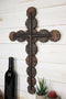 Christian Rustic Tree Bark Log Circles With Layered Nail Spikes Wall Cross