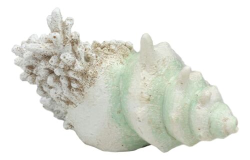 Large Ocean Sea Shell Conch Statue With Mosaic Crushed Glass 6.5"L Seashells Art