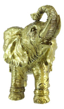 Thai Buddhism Noble Golden Elephant Trumpeting With Trunk Up Figurine Sculpture