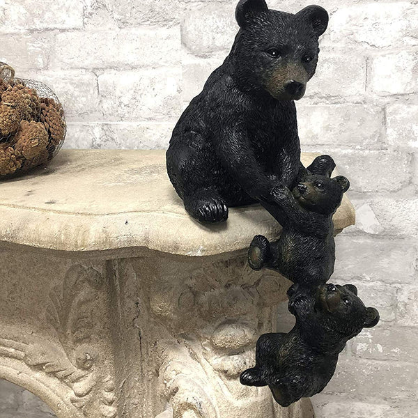 Ebros Whimsical Rustic Forest Black Mama Bear Pulling 2 Cubs Shelf Sit–  Ebros Gift