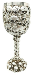 Gun Metal Silver Ossuary Skull Heaps Graveyard of Lost Souls Wine Goblet Chalice