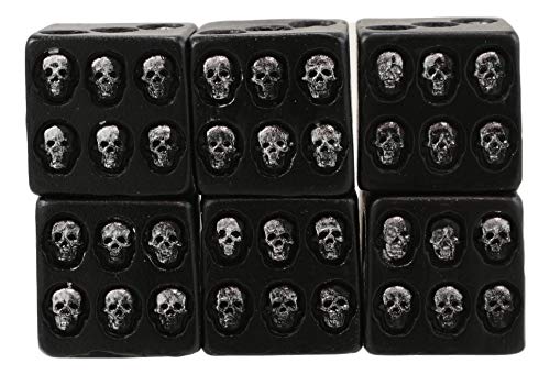 Ebros Small 0.75" Cube Skull Face Gaming Dice Set of 6 Matte Black Finish