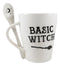 Witchcraft Wicca Basic Witch Crescent Moon Broomstick Coffee Mug And Spoon Set