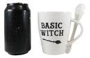 Witchcraft Wicca Basic Witch Crescent Moon Broomstick Coffee Mug And Spoon Set