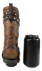 Rustic Country Brown Tooled Leather Turquoise Butterfly Cowboy Boot Floral Vase