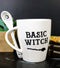 Witchcraft Wicca Basic Witch Crescent Moon Broomstick Coffee Mug And Spoon Set