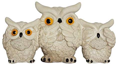 Ebros See Hear Speak No Evil Wise Acrobatic Fat Owls Figurine 7.25" Wide (Cream)