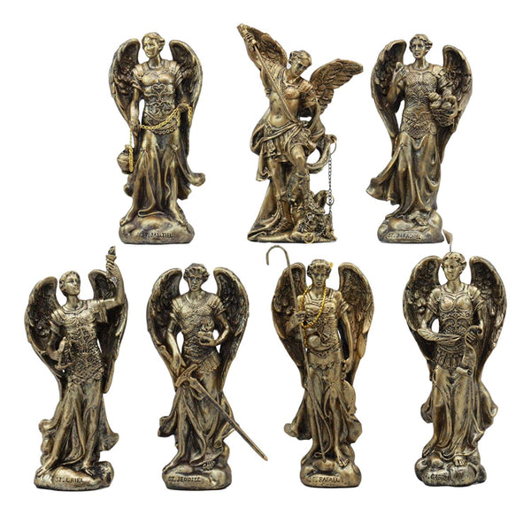 Ebros Bronzed Byzantine Orthodox Catholic Church Seven Archangels Statue  Set 4.75