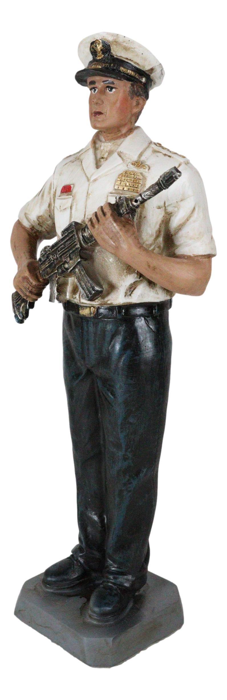 Patriotic US Military Modern Navy Sailor in Uniform Carrying A Rifle Figurine