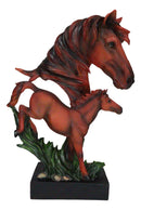 Ebros 15"H Wild And Free Stallion Horse Bust Statue On Museum Pedestal Base