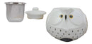 Ebros Whimsical White Fat Snow Owl Ceramic 16oz Tea Pot With 2 Cups Set Owls Decor