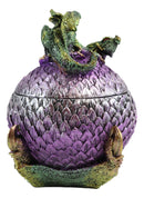 Ebros Green Wyrmling Dragon On Dragon Claw Scaly Colorful Egg Decorative Box