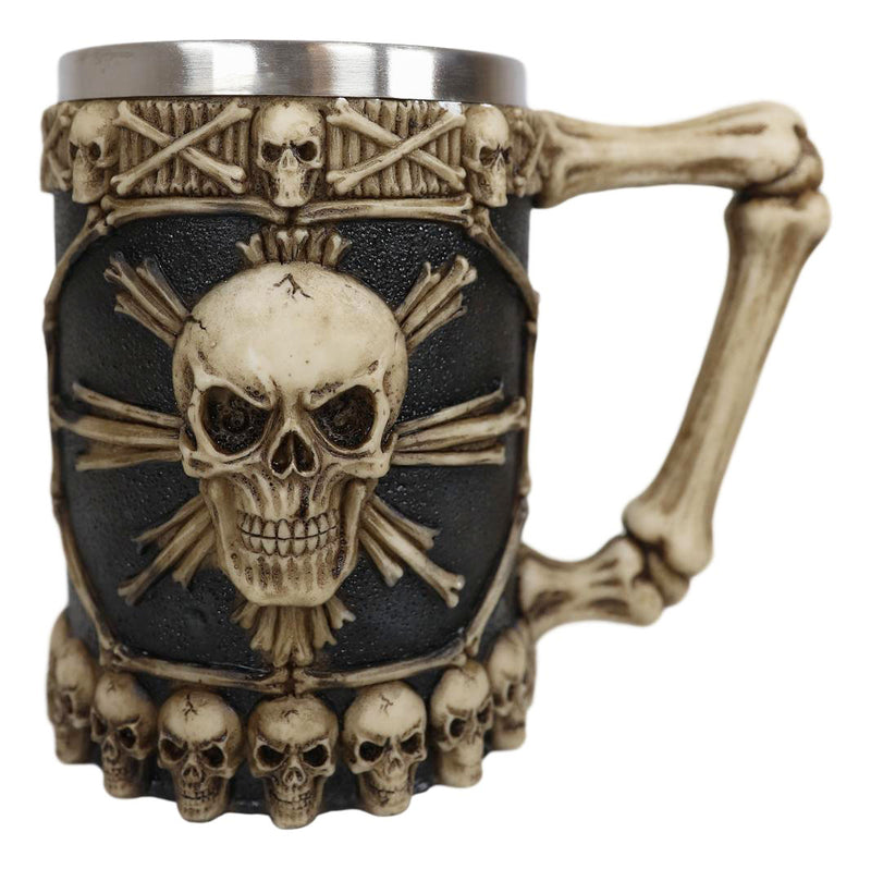 Ebros Large Skeletal Cross Bones Skull Beer Stein Tankard Coffee Cup Drink Mug 12oz