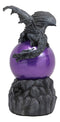 Ebros Twilight Dragon Resting On Purple Sandstorm Glass Ball Statue Sound Sensor Decor