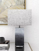 Contemporary Modern Elegant Grey Polystone Iron Metal Table Lamp With Shade 25"H