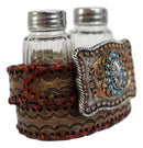 Ebros Western Turquoise Sun & Floral Lace On Belt Buckle Salt Pepper Shakers Set