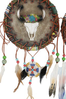 Pack of 2 Wild Horses Floral Cow Skull Dreamcatcher Beaded Feather Wall Plaques