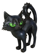 Witchcraft Mystical Curling Black Cat Green Eyes Standing Halloween Figurine