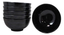 Black Smooth Melamine Large Deep Round Bowls 48oz For Ramen Salad Soup Pack of 6