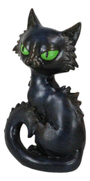 Witchcraft Mystical Curling Black Cat Green Eyes Sitting Halloween Figurine