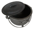 Cast Iron Wicca Occult Shaman Spiral Triple Moon Goddess Cauldron With Lid Decor