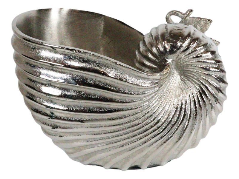 Aluminum Modernist Marine Nautilus Sea Shell Wine Chiller Or Vase Planter Holder