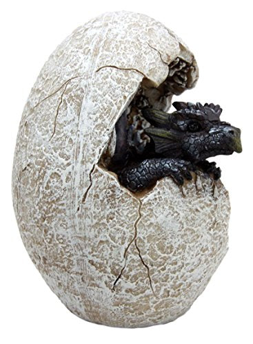 Fossil Twilight Onyx Dragon Hatchling Breaking Out Of Egg Shell Figurine