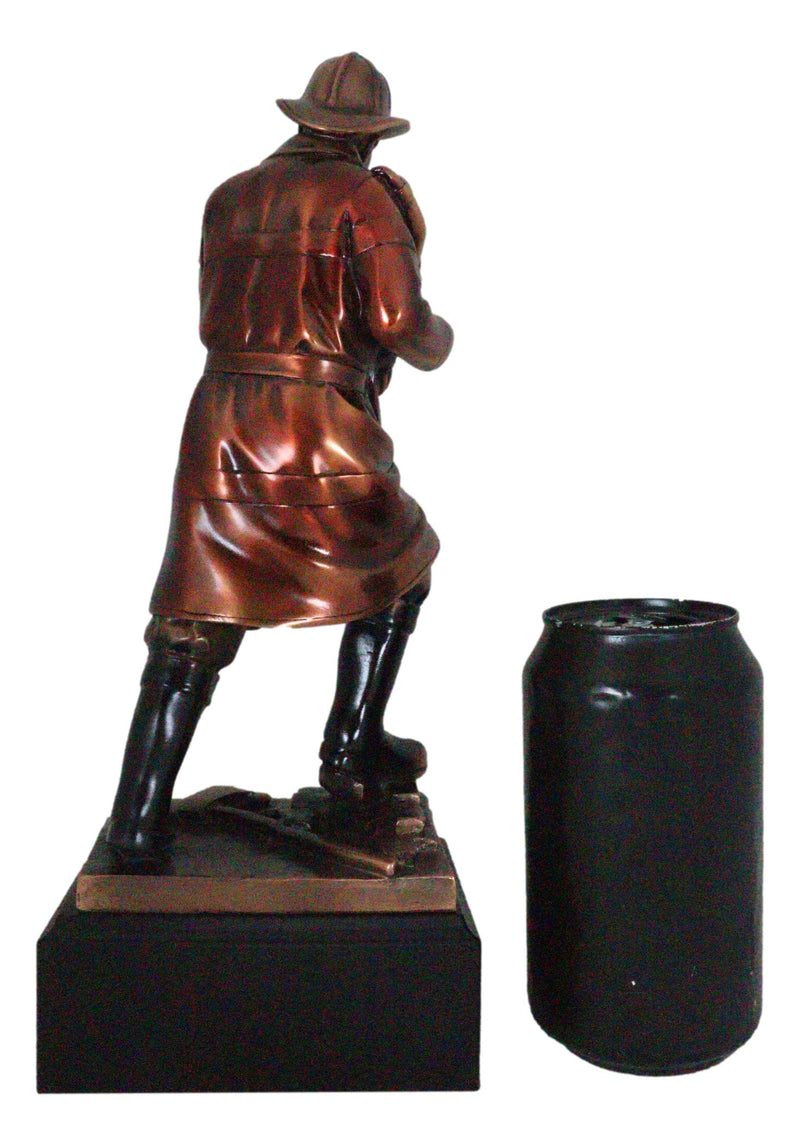 Heroic Fireman With Turnout Jacket Saving Child Statue Emergency Fire Rescue