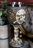 Skeleton Cross Bones Cracked Skull Graveyard Wine Goblet Chalice Figurine